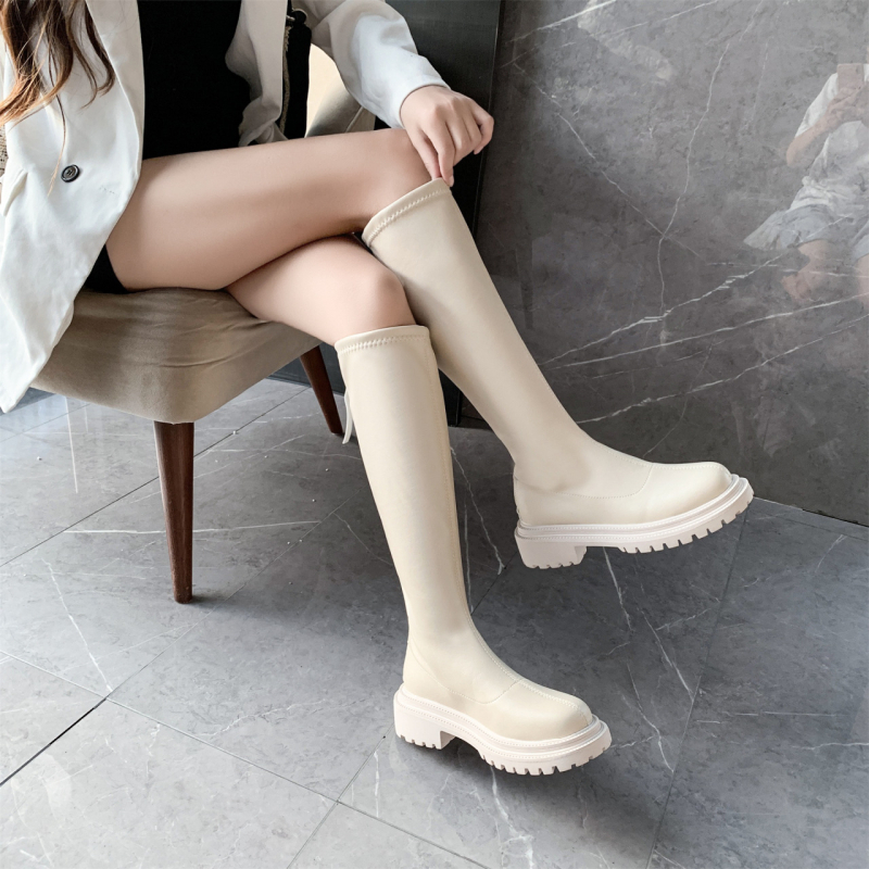 Cizme lungi pentru femei 2024 toamna/iarna cizme elastice cu căptușeală din fleece toc subțire și gros cizme rotunde până la genunchi cizme înalte dar cizme de cavaler la genunchi