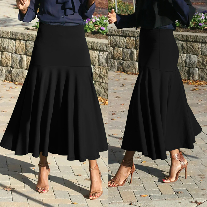 Îmbrăcăminte pentru femei europene și americane transfrontalieră Amazon, primăvară și vară, vânzare fierbinte, modă casual, stil navetist, culoare solidă, slim fit, fustă A-line