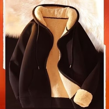 Мъжки зимен полар с дебела качулка, връхни дрехи, свободни мъжки качулки, вълнени, полар, зимни дрехи, черни на склад