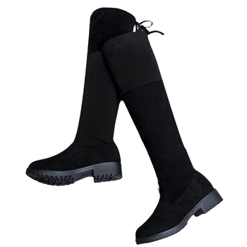 Cizme peste genunchi noi 2024, toamnă și iarnă, la modă casual, subțiri, elastice, din piele întoarsă, cizme înalte de cavaler, carouri