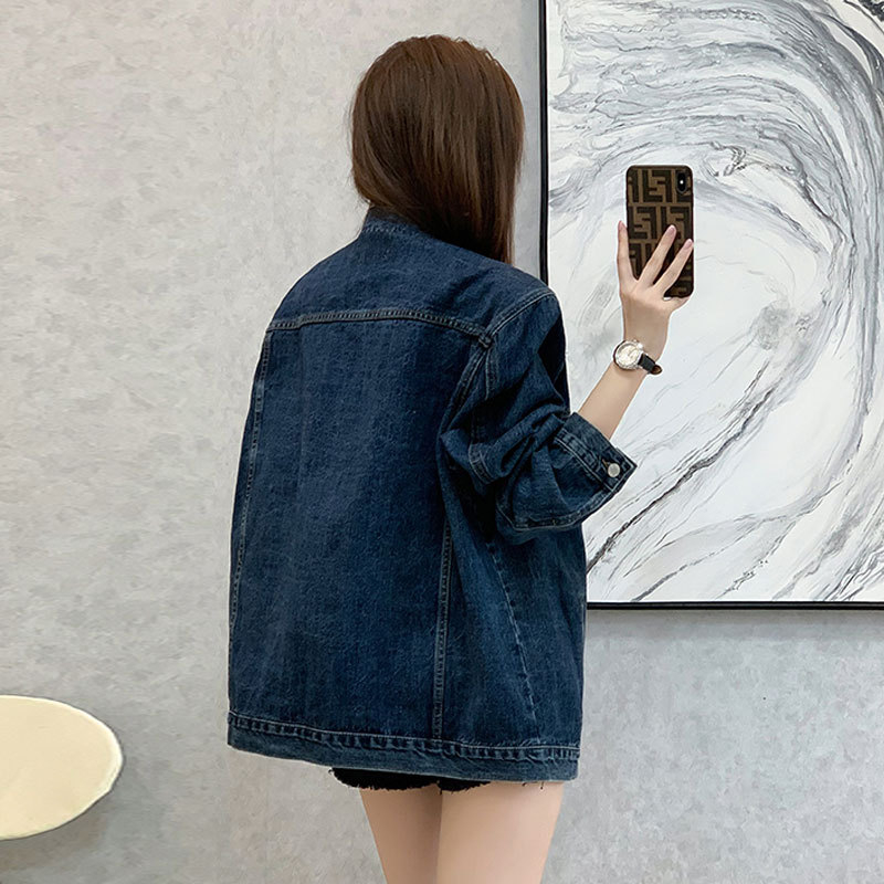 Jachetă din denim pentru femei, design Sense Niche, lungime medie, cu mânecă lungă, stil BF, retro, casual, all-match, scurtă, jachetă