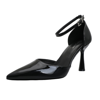 Κόκκινα ψηλοτάκουνα πέδιλα στιλέτο σέξι 2025 νέα καλοκαιρινά παπούτσια με μυτερό λουράκι και κοίλο μονόστρωμα, ψηλοτάκουνα πέδιλα Baotou