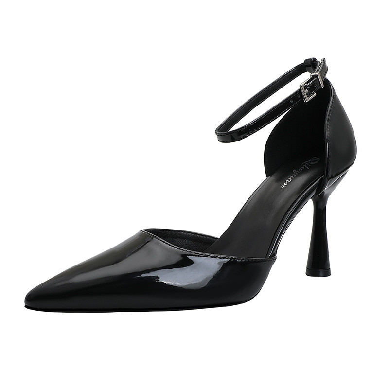 Sandale cu toc înalt roșii, stiletto, sexy, 2025, vară nouă, curea ascuțită, cu un singur strat, pantofi cu toc înalt Baotou