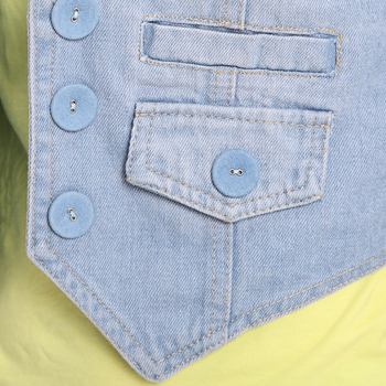 Real Shot kotipandlaga lühike teksariidest vest, lihtne moodne vest, väike jope, vest 6007