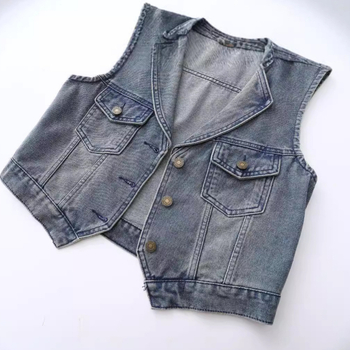 Denim Vest Sügis Uus Retro Hongkongi stiilis Lahtine Salendav Kõikidele Sobiv Kleit Kraega Moodne Elegantne Hongkongi Stiilne Disainitunnetus