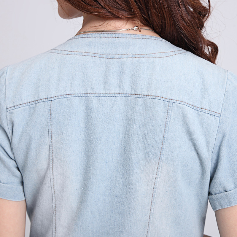 Dámsky jarný a jesenný kabát v kórejskom štýle, sladký džínsový malý šál s krátkym rukávom, krátky džínsový kabát