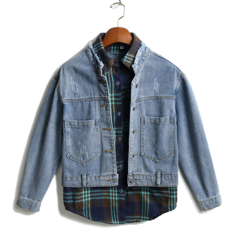 Jachetă falsă din două piese din denim, îmbrăcăminte pentru femei, 2025, cămașă din denim caldă de toamnă și de iarnă nouă, export, comandă originală, export en-gros, dropshipping