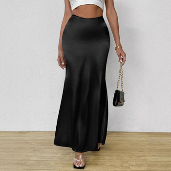 Gara Internațională Transfrontalieră Comerț Exterior Îmbrăcăminte pentru femei Simplu și Elegant, Lungime Mijlocie, Toamnă și Iarnă, Nou, Talie Mare, Drapat, Satin, Lungime Mijlocie, Fustă