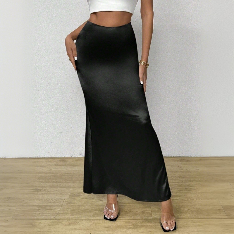 Gara Internațională Transfrontalieră Comerț Exterior Îmbrăcăminte pentru femei Simplu și Elegant, Lungime Mijlocie, Toamnă și Iarnă, Nou, Talie Mare, Drapat, Satin, Lungime Mijlocie, Fustă