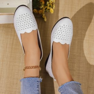 Pantofi de damă plus size 2024, pantofi coreeni noi cu cap rotund și toc plat, cu talpă moale, cu pedală, en-gros