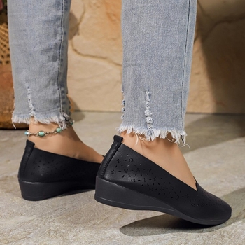 Pantofi de damă plus size 2024, pantofi coreeni noi cu cap rotund și toc plat, cu talpă moale, cu pedală, en-gros