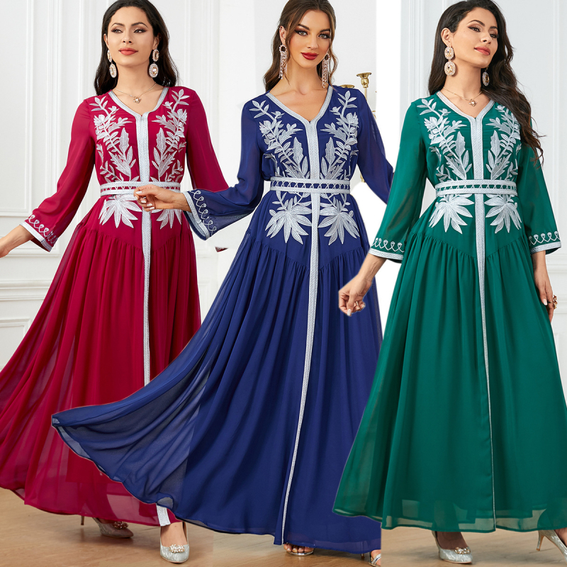 3562 Artimųjų Rytų pasienio nauja „Amazon“ didelė sūpynė siuvinėta musulmoniška chalato elegantiška arabiška suknelė
