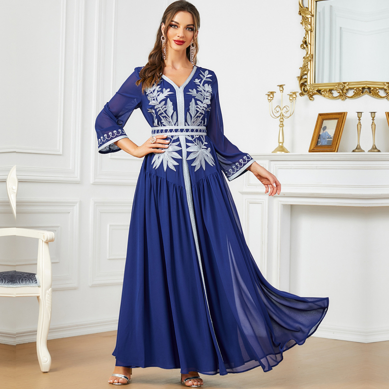 3562 Lähis-Ida piiriülene uus Amazoni suur kiik tikitud moslemi rüü elegantne kleit araabia kleit