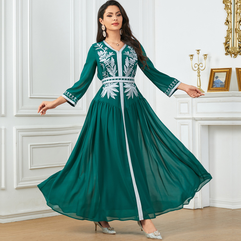 3562 Lähis-Ida piiriülene uus Amazoni suur kiik tikitud moslemi rüü elegantne kleit araabia kleit