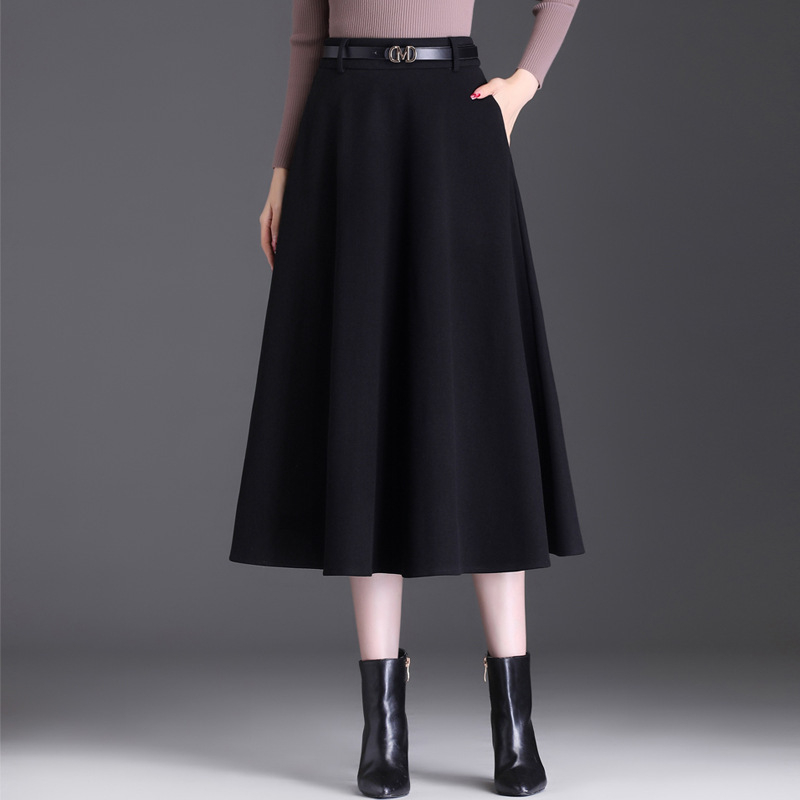 Jednobojna jednostavna uska krojačka moderna plisirana suknja s velikim rasponom za jesen i zimu, visokog struka, elegantna ležerna suknja za jesen i zimu