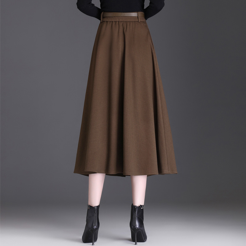 Jednobojna jednostavna uska krojačka moderna plisirana suknja s velikim rasponom za jesen i zimu, visokog struka, elegantna ležerna suknja za jesen i zimu