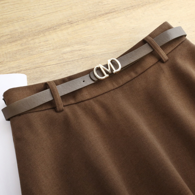 Jednobojna jednostavna uska krojačka moderna plisirana suknja s velikim rasponom za jesen i zimu, visokog struka, elegantna ležerna suknja za jesen i zimu