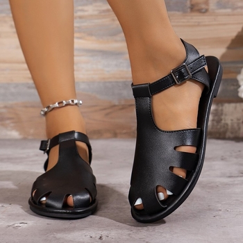 Σανδάλια Ρωμαϊκού μεγέθους εξωτερικού εμπορίου 2024 καλοκαίρι, νέα πίσω αγκράφα μπροστά με κούφια δάχτυλα, γυναικεία παπούτσια teum σε απόθεμα