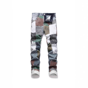 Eredeti európai és amerikai határokon átnyúló varrás Farmer digitális nyomtatás divatos személyiség Farmer stretch nadrág