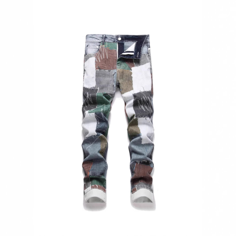 Eredeti európai és amerikai határokon átnyúló varrás Farmer digitális nyomtatás divatos személyiség Farmer stretch nadrág