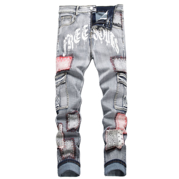 Eredeti európai és amerikai stílusú, rugalmas mintás, punk férfi farmer