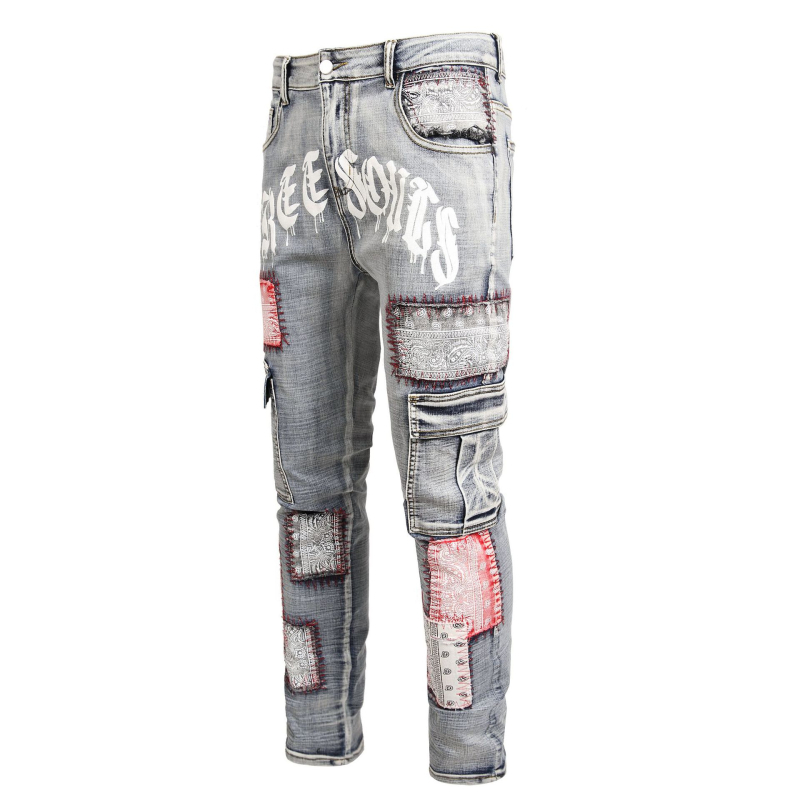 Eredeti európai és amerikai stílusú, rugalmas mintás, punk férfi farmer