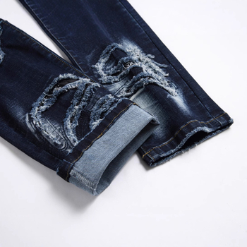 Eredeti európai és amerikai utcai divat, személyre szabott, színben illő sötétkék, rugalmas farmernadrág