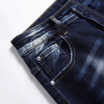 Eredeti európai és amerikai utcai divat, személyre szabott, színben illő sötétkék, rugalmas farmernadrág