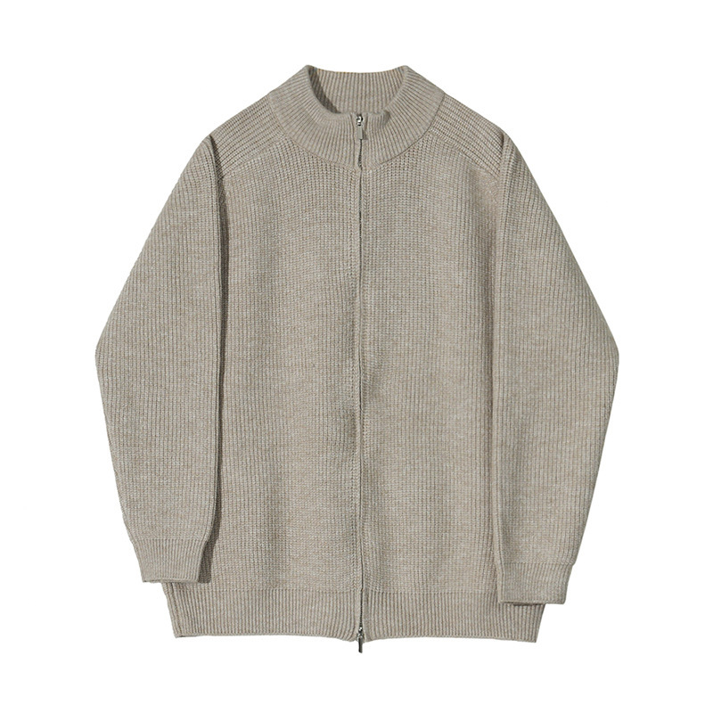 Pánsky jesenný rolák s golierom MYQ, voľný pletený kardigan so zipsom a lenivým štýlom