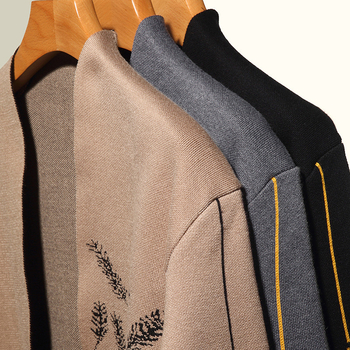 Toamna și iarna, jacheta tricotată casual pentru bărbați, mânecă lungă, guler în V, jacquard, cardigan tricotat pentru bărbați, jachetă nouă, stil european și american, comerț exterior transfrontalier, cardigan tricotat Jacquard pentru bărbați
