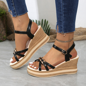 Nepremokavé sandále na platforme a kline 2025, letné nové dámske módne topánky s hrubou podrážkou a módnymi vysokými podpätkami, sandále pre väčšie veľkosti