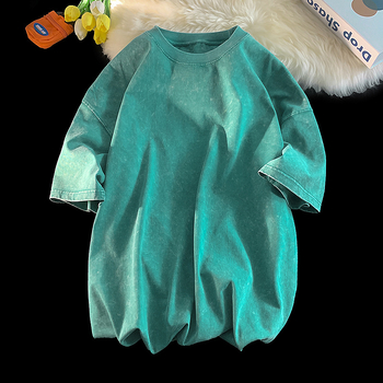 Κοντομάνικο μπλουζάκι με πλυμένα ρούχα, κοντομάνικο μπλουζάκι 230γρ., μπλουζάκι μόδας υψηλής μόδας, αμερικανικό ρετρό μπλουζάκι για ζευγάρια