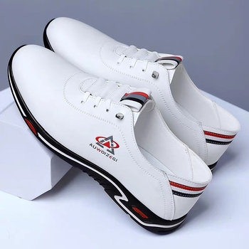 Νέα ανδρικά casual δερμάτινα παπούτσια άνοιξης 2024, ευέλικτα, μοντέρνα, μοντέρνα, νεανικά, λευκά παπούτσια slip-on 2595