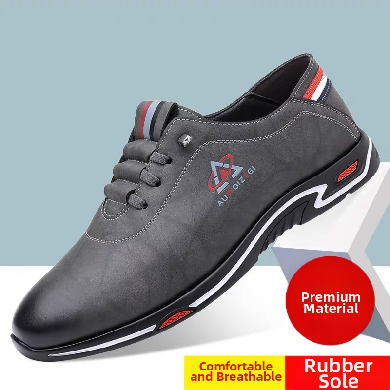 Jarné nové pánske ležérne kožené topánky z roku 2024, všestranné, trendy, módne, mládežnícke, biele nazúvacie topánky 2595