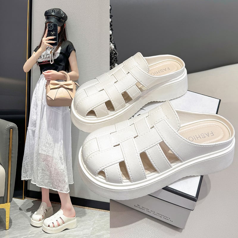 Letné pánske módne sandále s hrubou podrážkou, ktoré vytvárajú pocit hovenia a s jedným slovom pre študentov, aby nosili pohodlné protišmykové plážové papuče s dvojitým účelom.