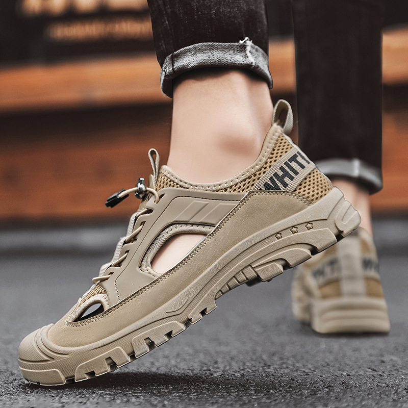 Papuci de vară noi pentru bărbați, îmbrăcăminte exterioară, cu vârful închis, papuci pentru bărbați, antiderapanți, sandale casual pentru exterior, la modă, 2023