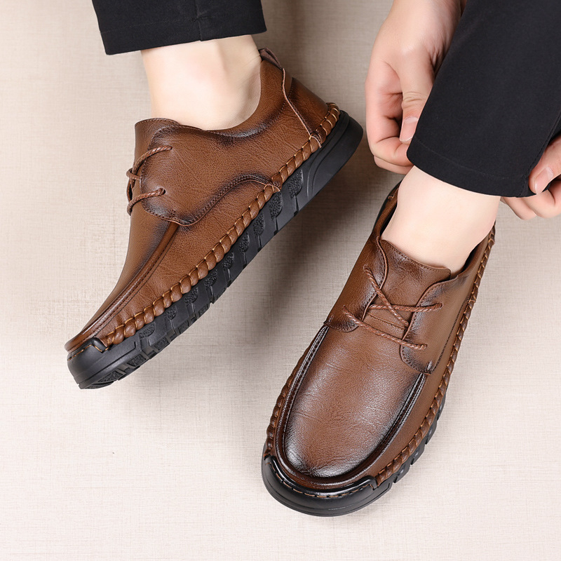 2024 m. odiniai vyriški batai, tikros odos, neslystantys, atsparūs dilimui, minkšti padai, patogūs, smūgius sugeriantys, vidutinio amžiaus tėčio laisvalaikio verslo vyriški batai, tinkantys visiems rungtynėms