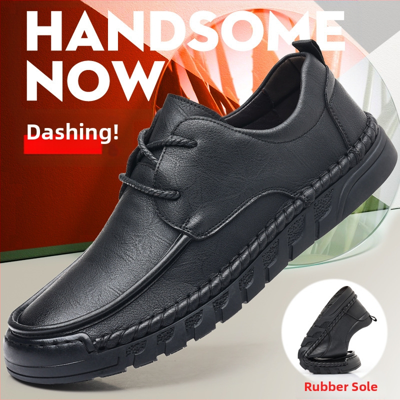 2024 Кожени обувки за мъже от естествена кожа, неплъзгащи се, устойчиви на износване, мека подметка, удобни, амортизиращи, ежедневни бизнес обувки за татко на средна възраст, универсални