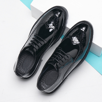 Δερμάτινα παπούτσια για άνδρες με αυξητικό ύψος, ανδρικό δερμάτινο επαγγελματικό φόρεμα, αόρατα ανδρικά παπούτσια με αυξητικό ύψος, βρετανικό Brock Paint SJA07