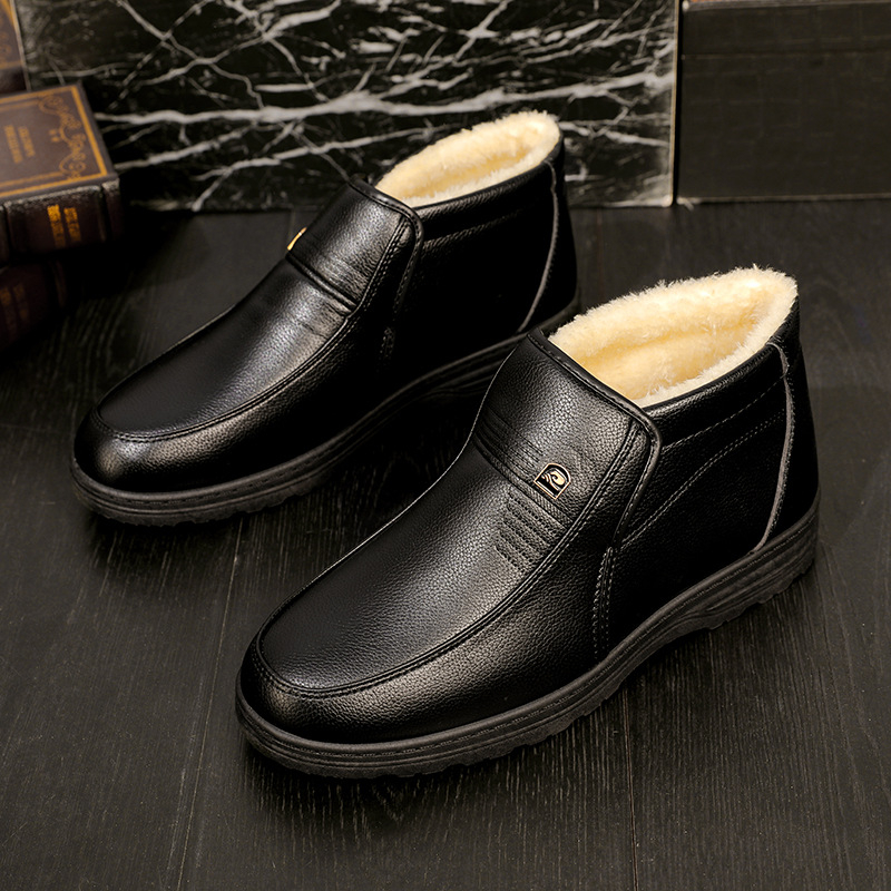 Pantofi sport casual pentru bărbați, căptușiți cu fleece, caldi, de iarnă, din bumbac, pentru vârstnici