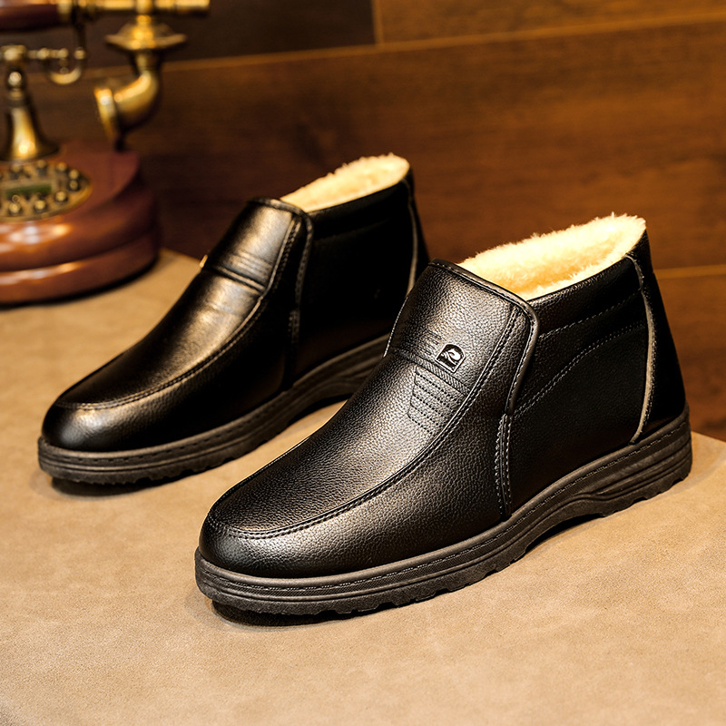 Pantofi sport casual pentru bărbați, căptușiți cu fleece, caldi, de iarnă, din bumbac, pentru vârstnici