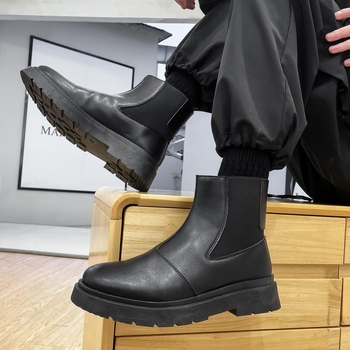 Φθινοπωρινές Νέες Μπότες Martin για Ανδρικά Μοτοσικλέτα, Ψηλές Δερμάτινες Μπότες Μοτοσικλέτας, Βρετανικού Στυλ, Μοντέρνα Ανδρικά Παπούτσια