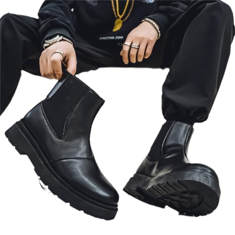 Toamna 2024, cizme Martin noi pentru bărbați, cizme de motocicletă din piele, talpă groasă, stil britanic, pantofi la modă pentru bărbați