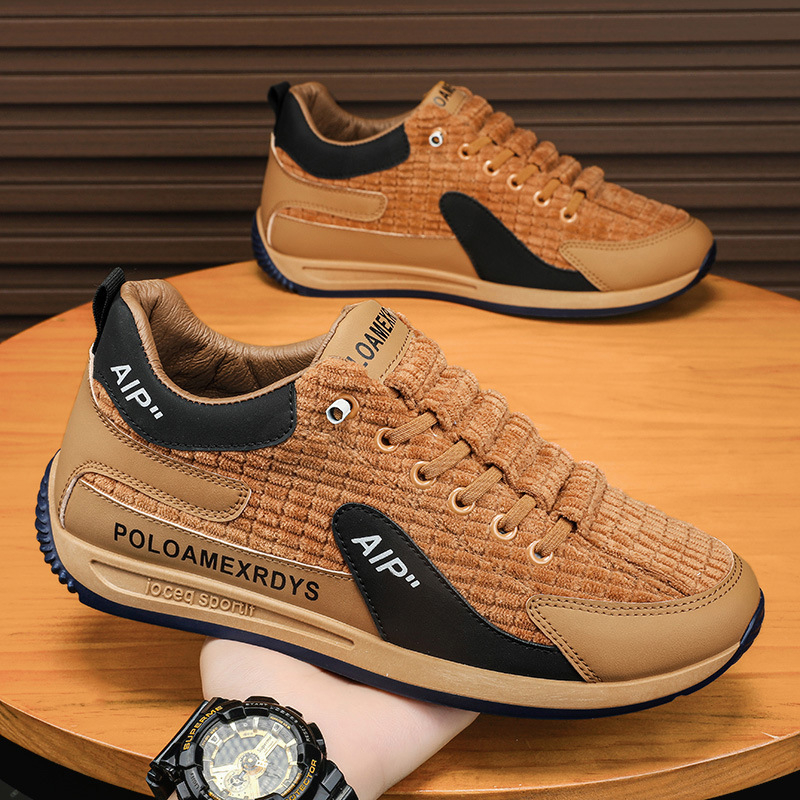 Populárne pánske topánky 2025 Nové manšestrové trendy teplé ležérne športové pánske jesenné a zimné nazúvacie topánky Forrest Gump