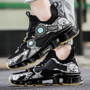 2025 Нови крос-гранични летни спортни обувки с голям размер, ежедневни леки, устойчиви на износване, дишащи, плетени обувки, мъжки обувки тип чорап