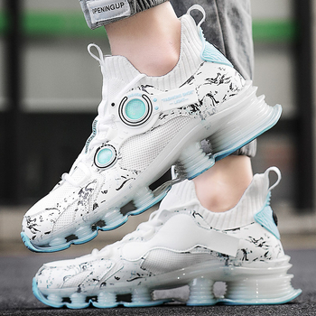 2025 Нови крос-гранични летни спортни обувки с голям размер, ежедневни леки, устойчиви на износване, дишащи, плетени обувки, мъжки обувки тип чорап