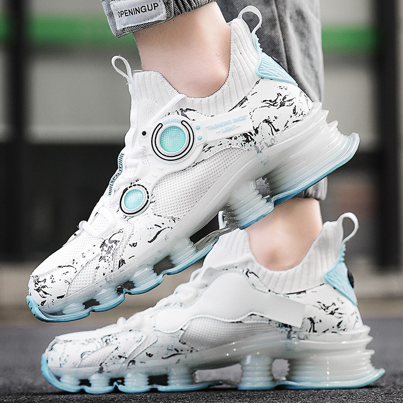 2025 Нови крос-гранични летни спортни обувки с голям размер, ежедневни леки, устойчиви на износване, дишащи, плетени обувки, мъжки обувки тип чорап