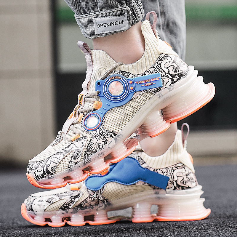 2025 Нови крос-гранични летни спортни обувки с голям размер, ежедневни леки, устойчиви на износване, дишащи, плетени обувки, мъжки обувки тип чорап