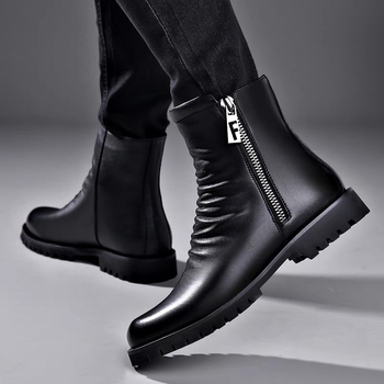 Talvised meeste kõrged Martini saapad, loomanahast, pehmed ja mugavad, vabaajasaapad, moodsed, küljelt lukuga, villast ja pehmest materjalist, pealt libisevad meeste saapad