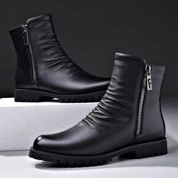 Talvised meeste kõrged Martini saapad, loomanahast, pehmed ja mugavad, vabaajasaapad, moodsed, küljelt lukuga, villast ja pehmest materjalist, pealt libisevad meeste saapad